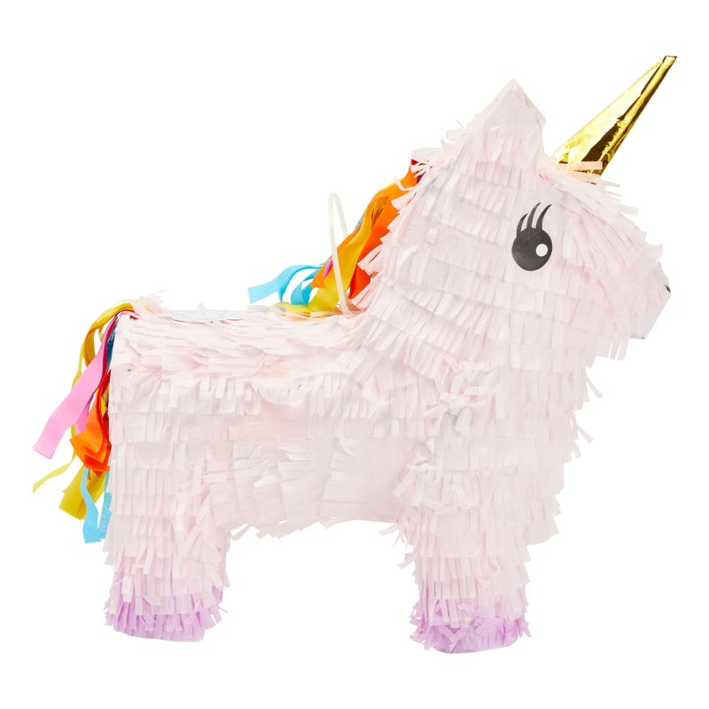Blue Panda Unicorn Pinata for Girl - Small Pink 13 x 15.5 x 5 in - Princess Birthday Party Pinata & Rainbow Mane Theme - Easy-Fill Design - Image 4